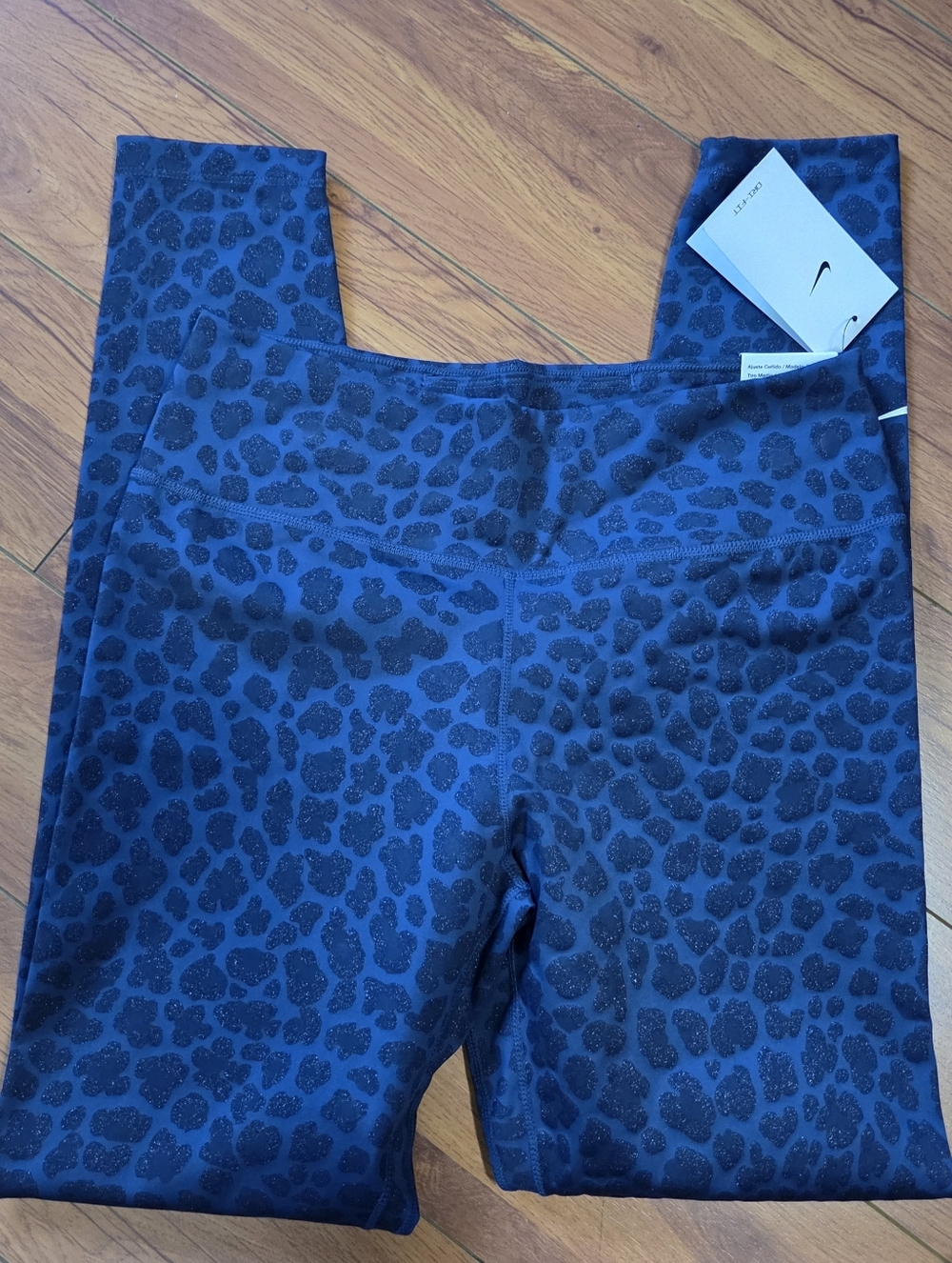 Nike Navy Blue Leopard Print Leggings - Picture 2 of 3